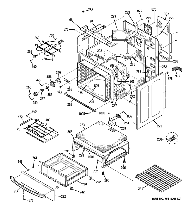 BODY PARTS Diagram and Parts List for JB640MR3BS  General Electric Range