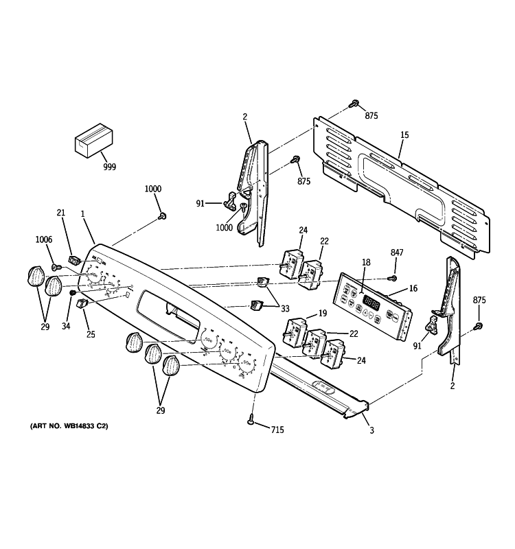 CONTROL PANEL Diagram and Parts List for JB680DP3WW  General Electric Range