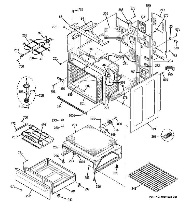 BODY PARTS Diagram and Parts List for JB680DP3WW  General Electric Range