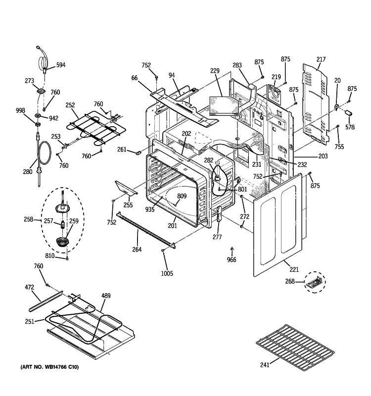 BODY PARTS Diagram and Parts List for PB969DP3BB  General Electric Range