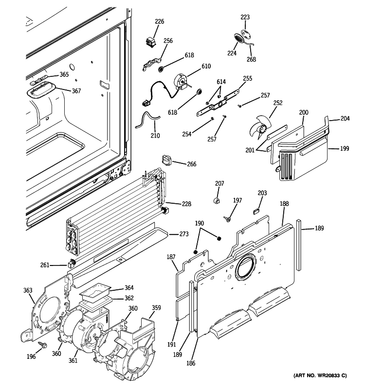 FREEZER SECTION Diagram and Parts List for PGSS5RKZASS  General Electric Refrigerator