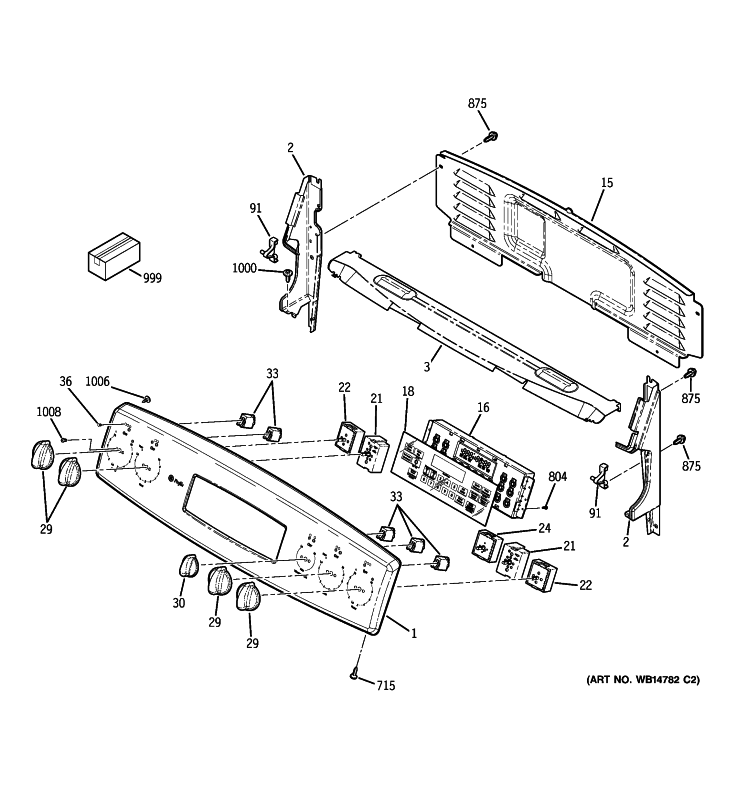 CONTROL PANEL Diagram and Parts List for PB900SP4SS  General Electric Range