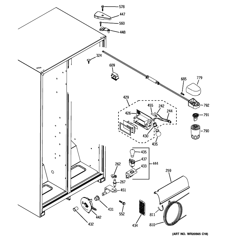 FRESH FOOD SECTION 02 Diagram and Parts List for BSS25JSTPSS  General Electric Refrigerator