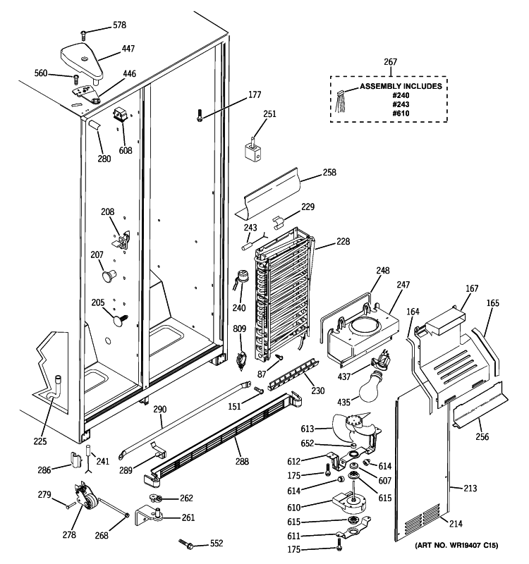 FREEZER SECTION Diagram and Parts List for GSH22JGBBCC  General Electric Refrigerator
