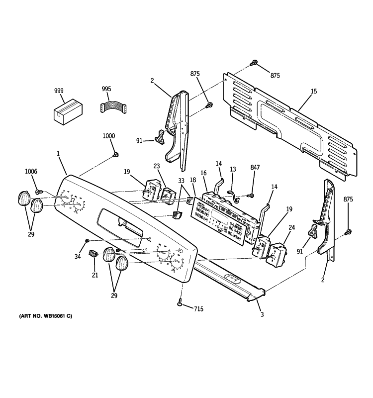 CONTROL PANEL Diagram and Parts List for JB850SP4SS  General Electric Range