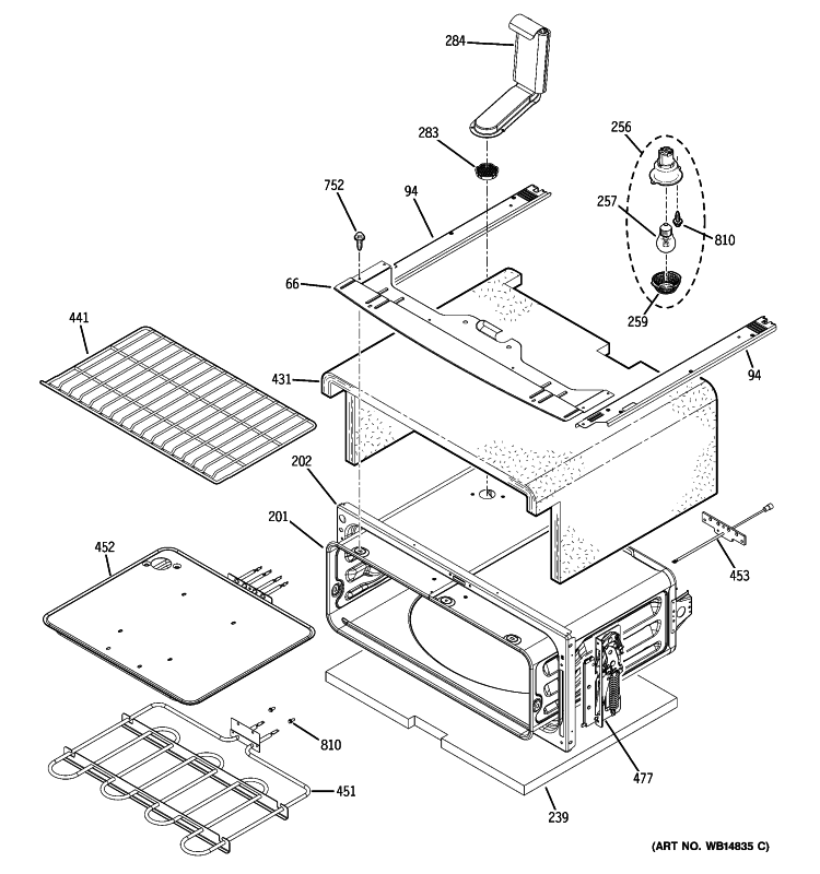 UPPER OVEN Diagram and Parts List for JB850SP4SS  General Electric Range