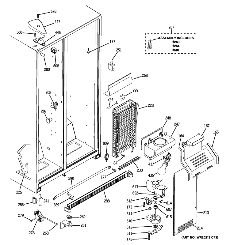 FREEZER SECTION Diagram and Parts List for GSS22JEBBBB  General Electric Refrigerator