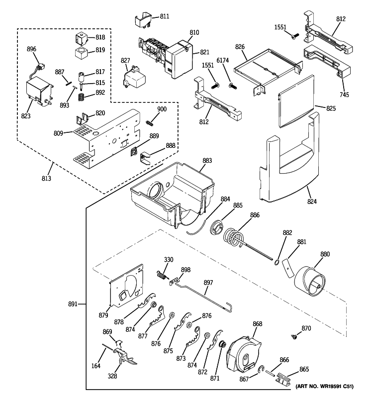 ICE MAKER & DISPENSER Diagram and Parts List for ZISP480DXBSS  General Electric Refrigerator