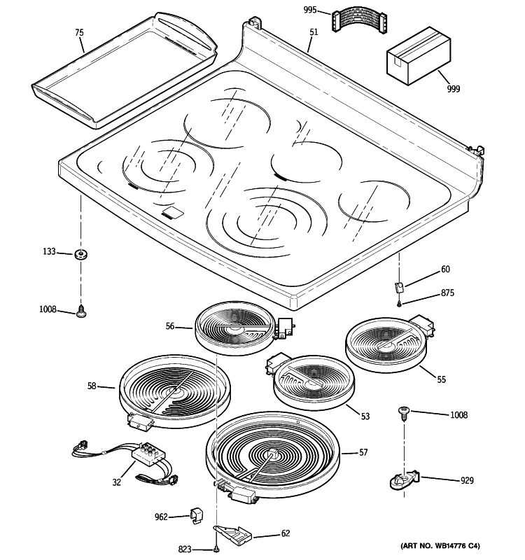 COOKTOP Diagram and Parts List for PB920SP5SS  General Electric Range