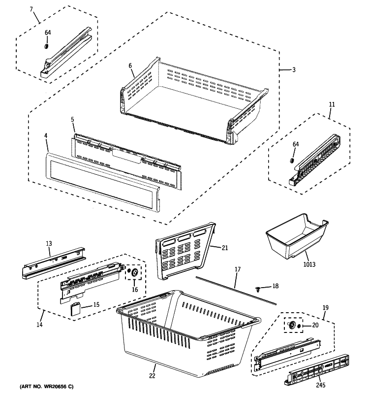 FREEZER SHELVES Diagram and Parts List for DFSF9VKBABB  General Electric Refrigerator