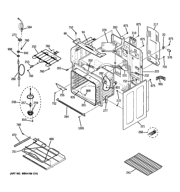 BODY PARTS Diagram and Parts List for PB910SP4SS  General Electric Range