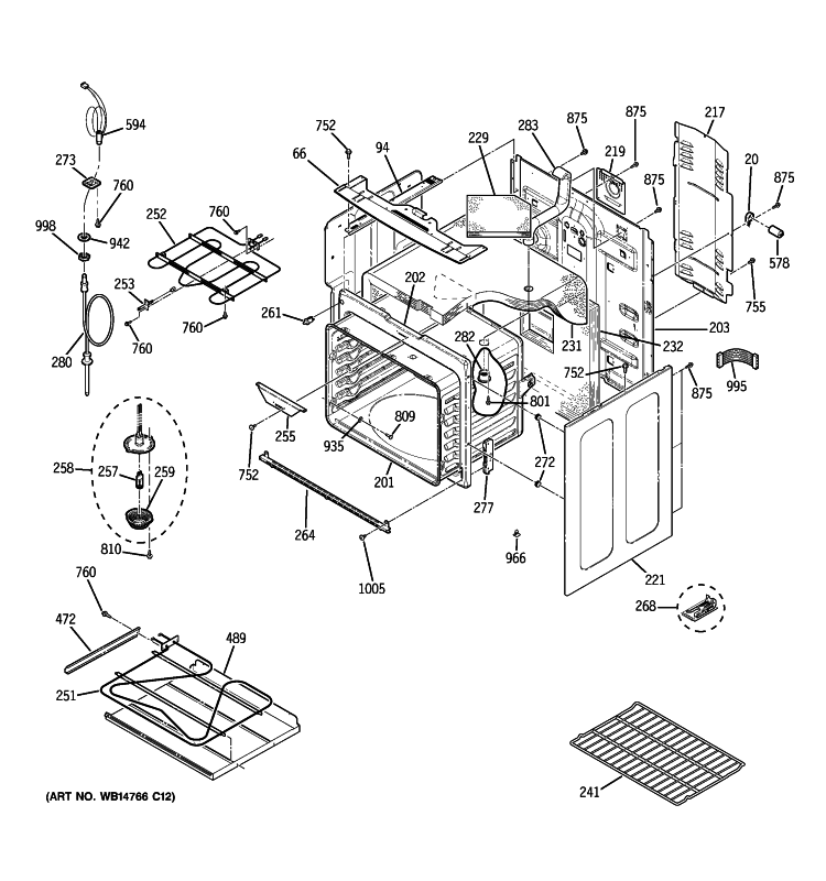 BODY PARTS Diagram and Parts List for PB969DP4BB  General Electric Range