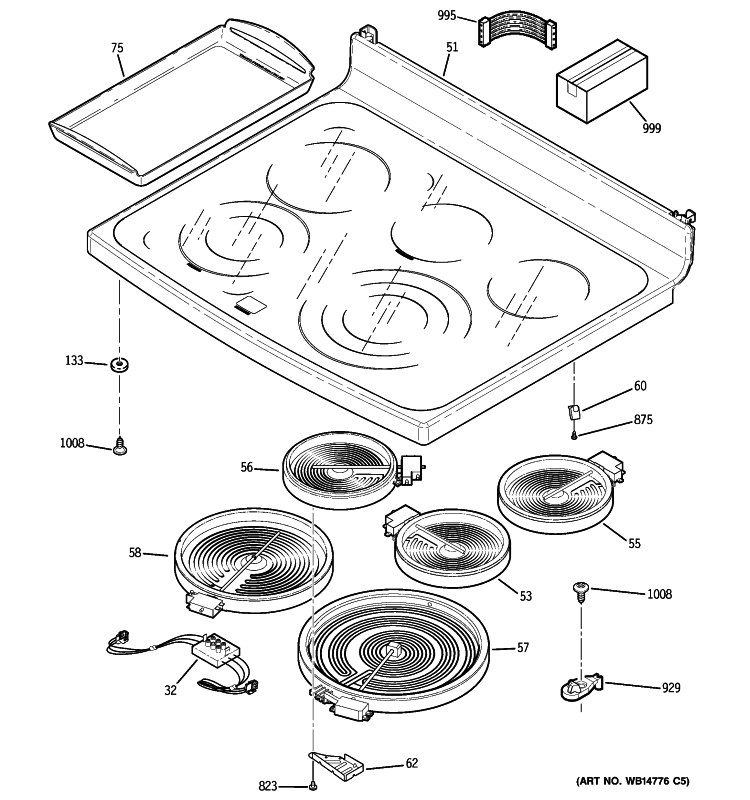 COOKTOP Diagram and Parts List for PCB920SR3SS  General Electric Range