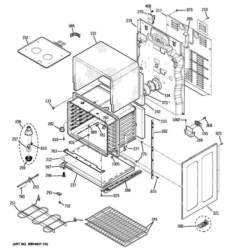 LOWER OVEN Diagram and Parts List for JB855SP4SS  General Electric Range