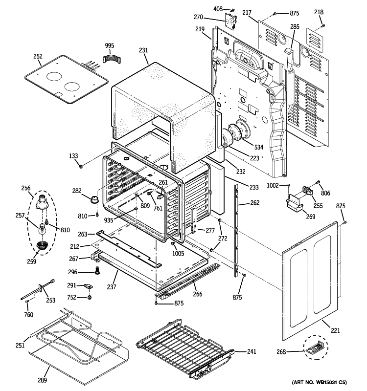LOWER OVEN Diagram and Parts List for JB870SR2SS  General Electric Range