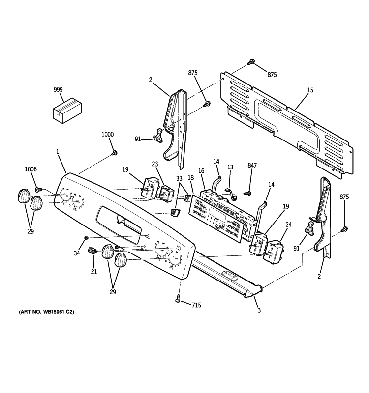 CONTROL PANEL Diagram and Parts List for JCB850DR2WW  General Electric Range
