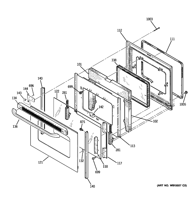LOWER DOOR Diagram and Parts List for JCB850SR2SS  General Electric Range