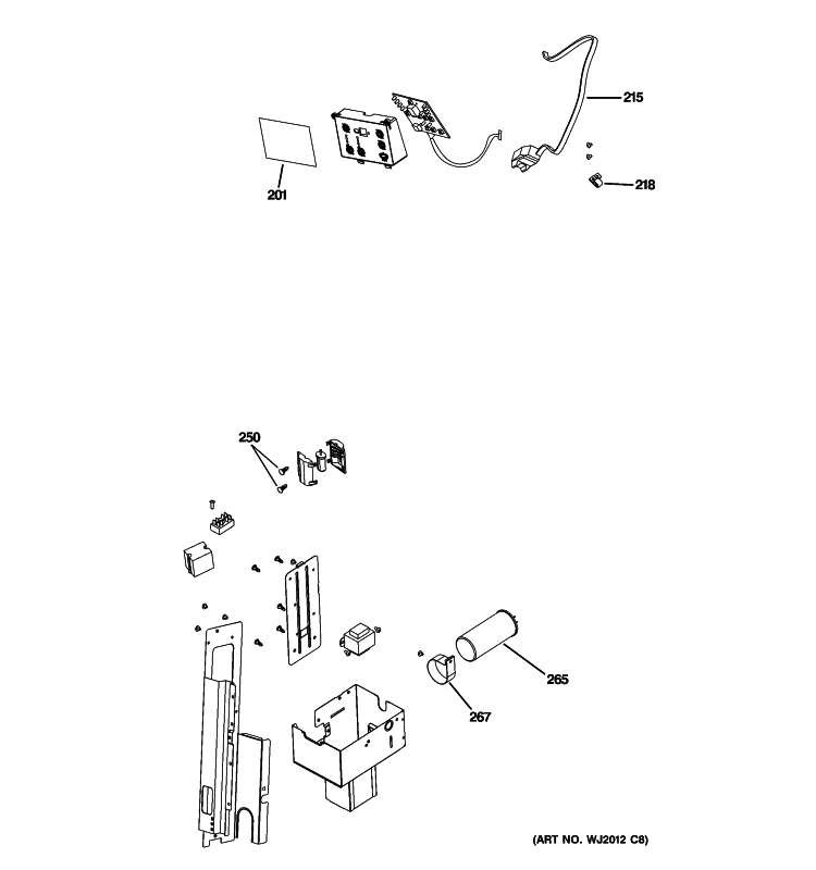 CONTROL PARTS Diagram and Parts List for AEE18DPM1  General Electric Air Conditioner