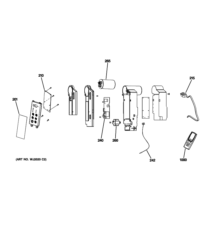 CONTROL PARTS Diagram and Parts List for AEQ05LPQ1  General Electric Air Conditioner