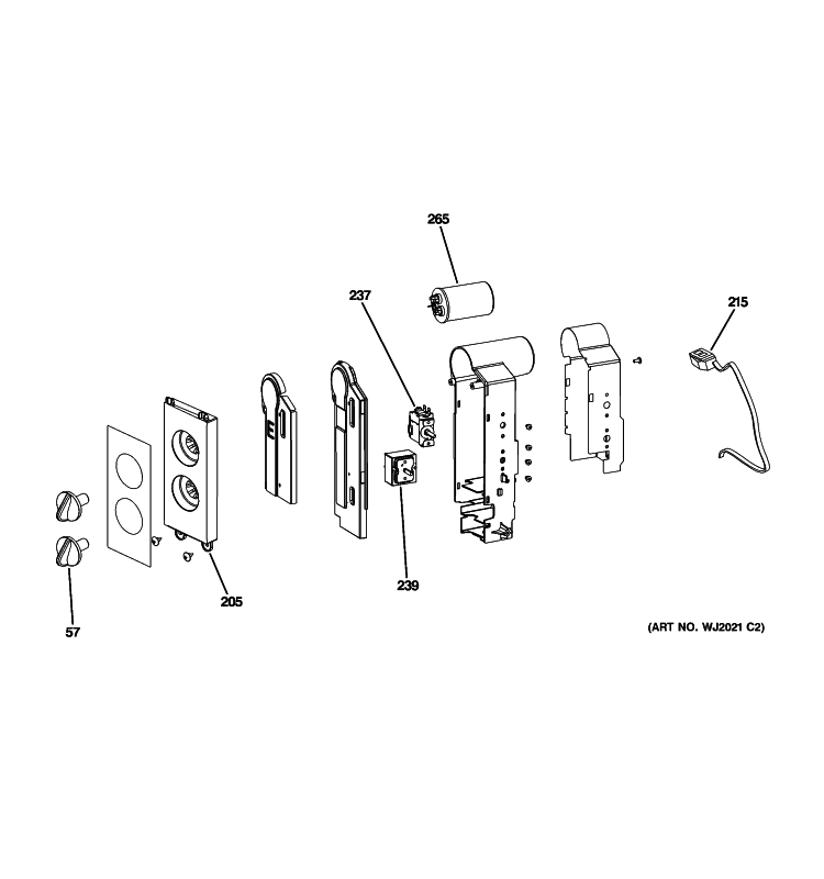 CONTROL PARTS Diagram and Parts List for AEV05LPQ1  General Electric Air Conditioner