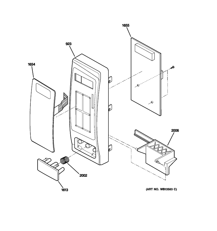 CONTROL PARTS Diagram and Parts List for JE740BK03  General Electric Microwave