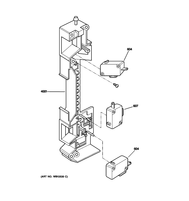 LATCH BOARD PARTS Diagram and Parts List for JE740BK03  General Electric Microwave