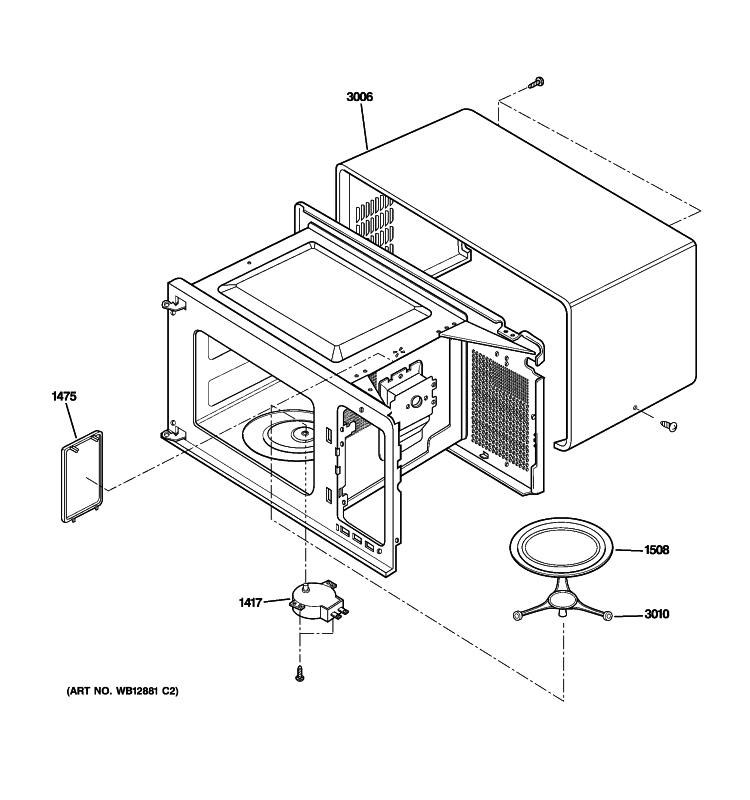OVEN CAVITY PARTS Diagram and Parts List for JES1651SJ03  General Electric Microwave
