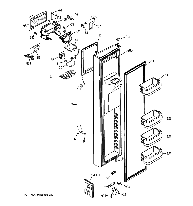 FREEZER DOOR Diagram and Parts List for GSE25MGYCCSS  General Electric Refrigerator