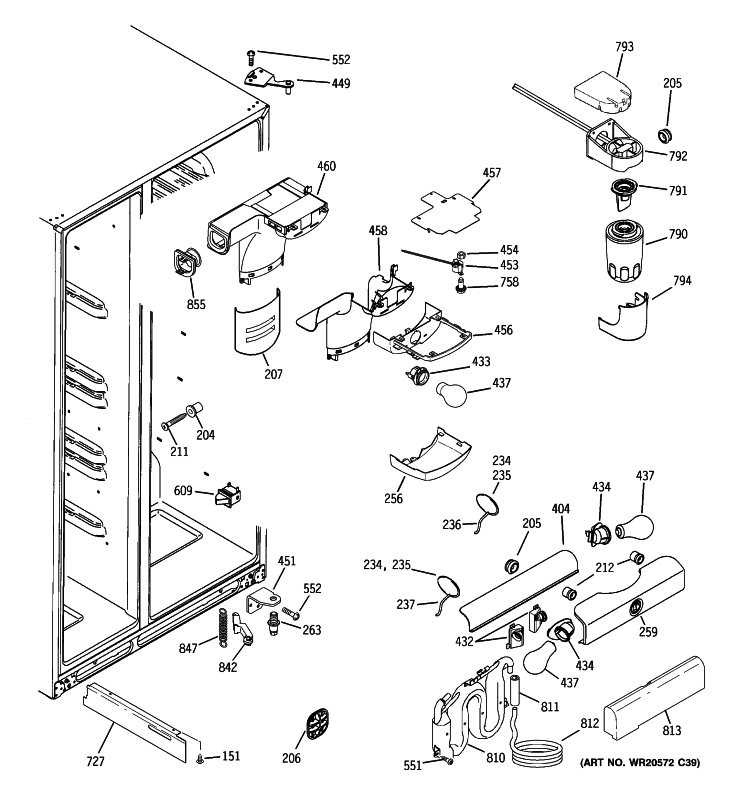 FRESH FOOD SECTION Diagram and Parts List for GSHL6PHXIELS  General Electric Refrigerator
