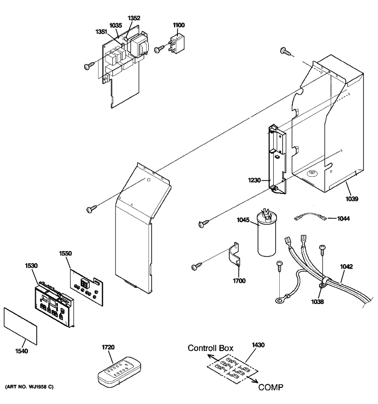 CONTROL PARTS Diagram and Parts List for AJCM10DCDW1  General Electric Air Conditioner