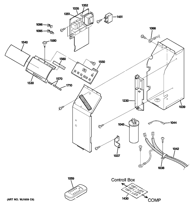 CONTROL PARTS Diagram and Parts List for AJCQ06LCDW1  General Electric Air Conditioner