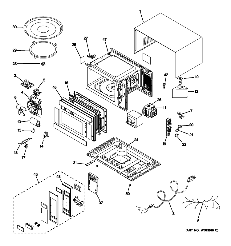MICROWAVE Diagram and Parts List for JES1140SP1SS  General Electric Microwave