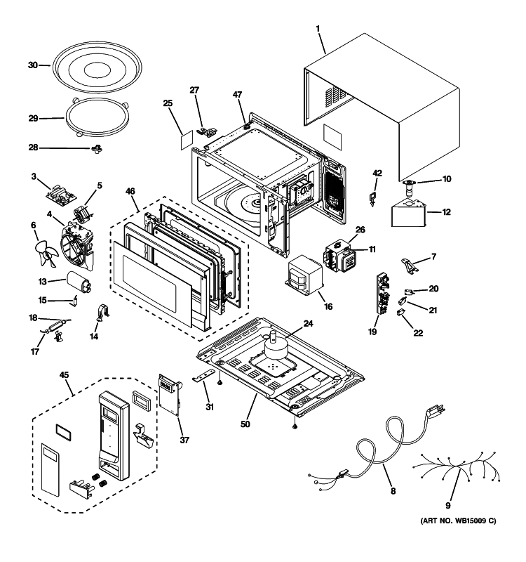 MICROWAVE Diagram and Parts List for JES1145DP1BB  General Electric Microwave