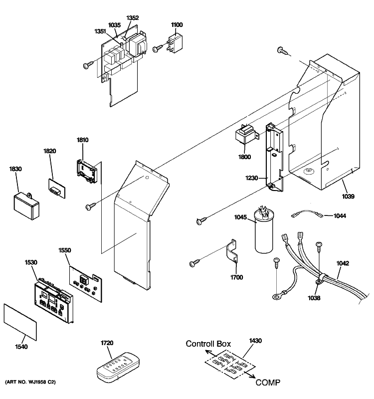 CONTROL PARTS Diagram and Parts List for AJEM12DCDW1  General Electric Air Conditioner