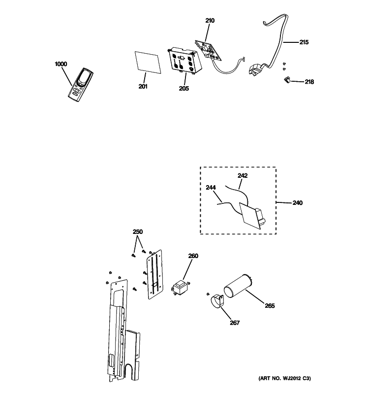 CONTROL PARTS Diagram and Parts List for AEL12APL1  General Electric Air Conditioner