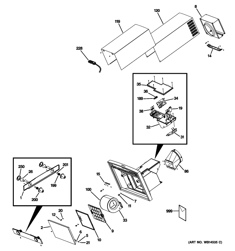 RANGE HOOD Diagram and Parts List for ZV830SM2SS  General Electric Range Hood