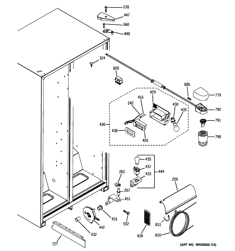 FRESH FOOD SECTION Diagram and Parts List for GSP25ISBBSS  General Electric Refrigerator
