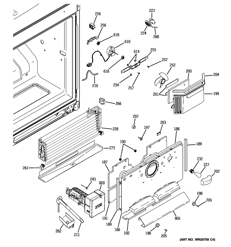 FREEZER SECTION Diagram and Parts List for PFSE5NJZCDSS  General Electric Refrigerator