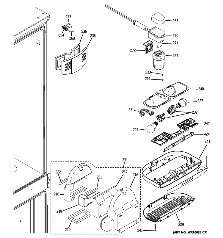 FRESH FOOD SECTION Diagram and Parts List for PGSS5NFZCSS  General Electric Refrigerator