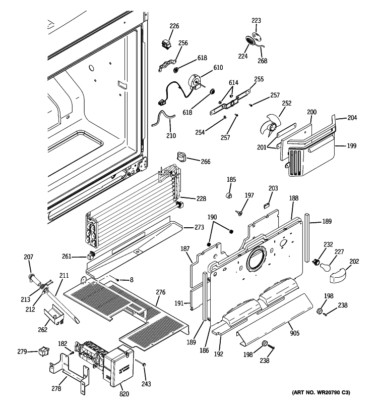 FREEZER SECTION Diagram and Parts List for PGSS5PJZCSS  General Electric Refrigerator