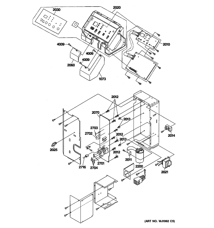 CONTROL PARTS Diagram and Parts List for AZ61H07EADM1  General Electric Air Conditioner
