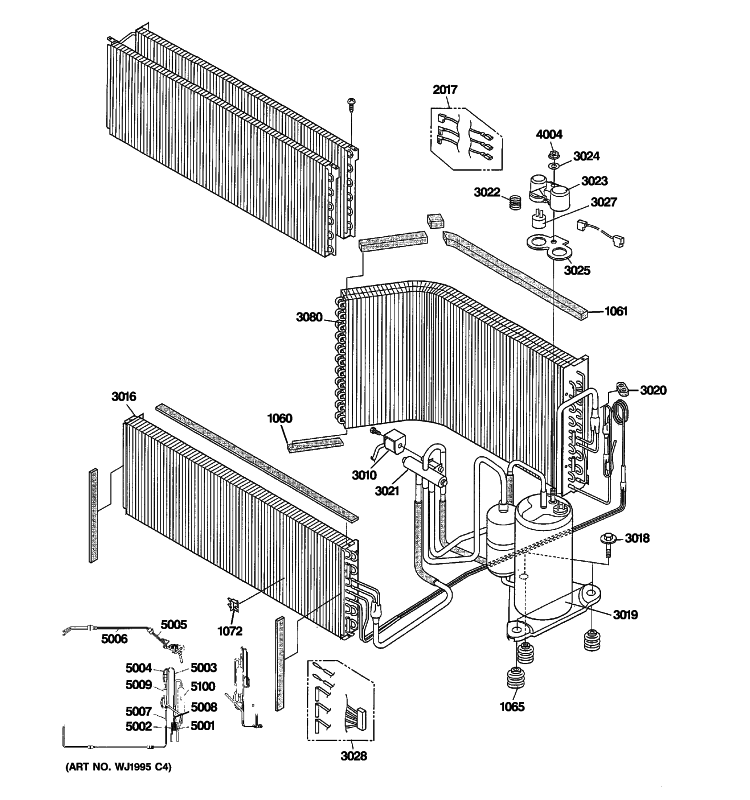 UNIT PARTS Diagram and Parts List for AZ61H12EACW1  General Electric Air Conditioner