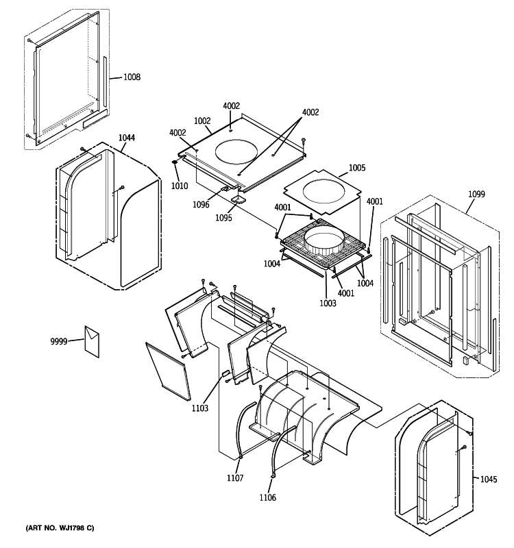 CHASSIS PARTS Diagram and Parts List for AZ85E12DACW1  General Electric Air Conditioner