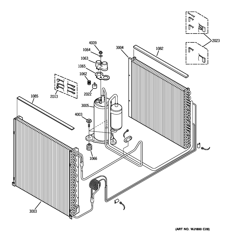 UNIT PARTS Diagram and Parts List for AZ85E12EACW1  General Electric Air Conditioner