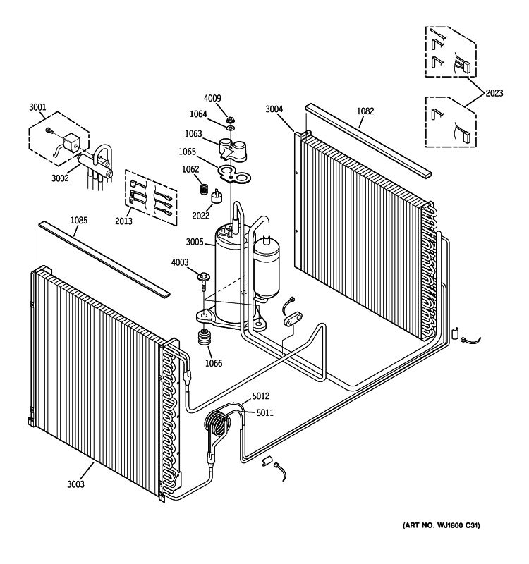 UNIT PARTS Diagram and Parts List for AZ85H09DACW1  General Electric Air Conditioner
