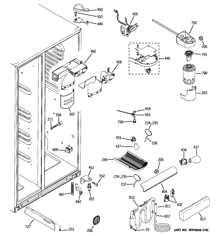 FRESH FOOD SECTION Diagram and Parts List for GSS23QSWLSS  General Electric Refrigerator