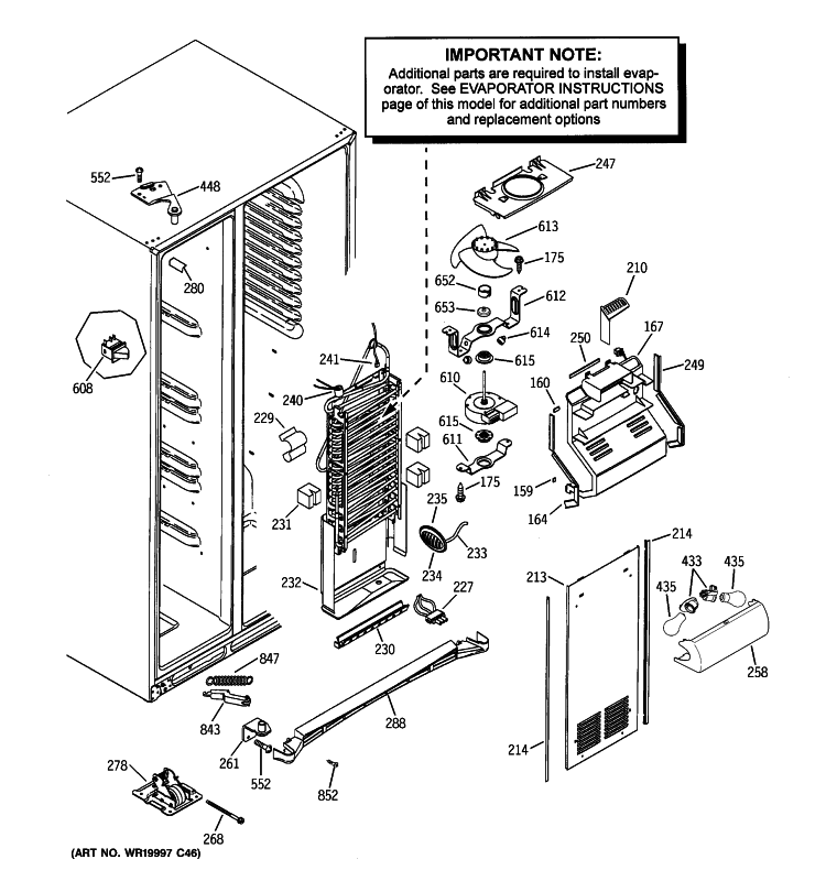 FREEZER SECTION Diagram and Parts List for PSK25VGXICCC  General Electric Refrigerator