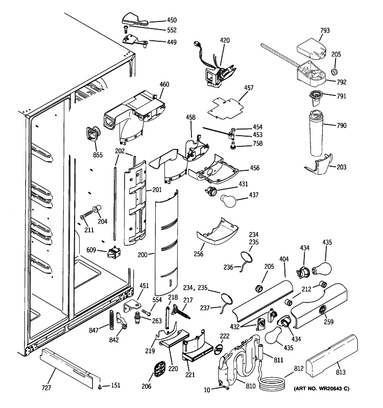 FRESH FOOD SECTION Diagram and Parts List for PSK25VGXICCC  General Electric Refrigerator