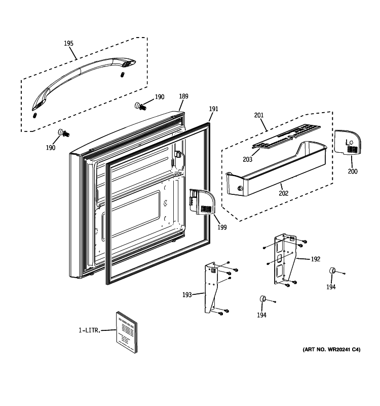 FREEZER DOOR Diagram and Parts List for DFSS9VKBASS  General Electric Refrigerator