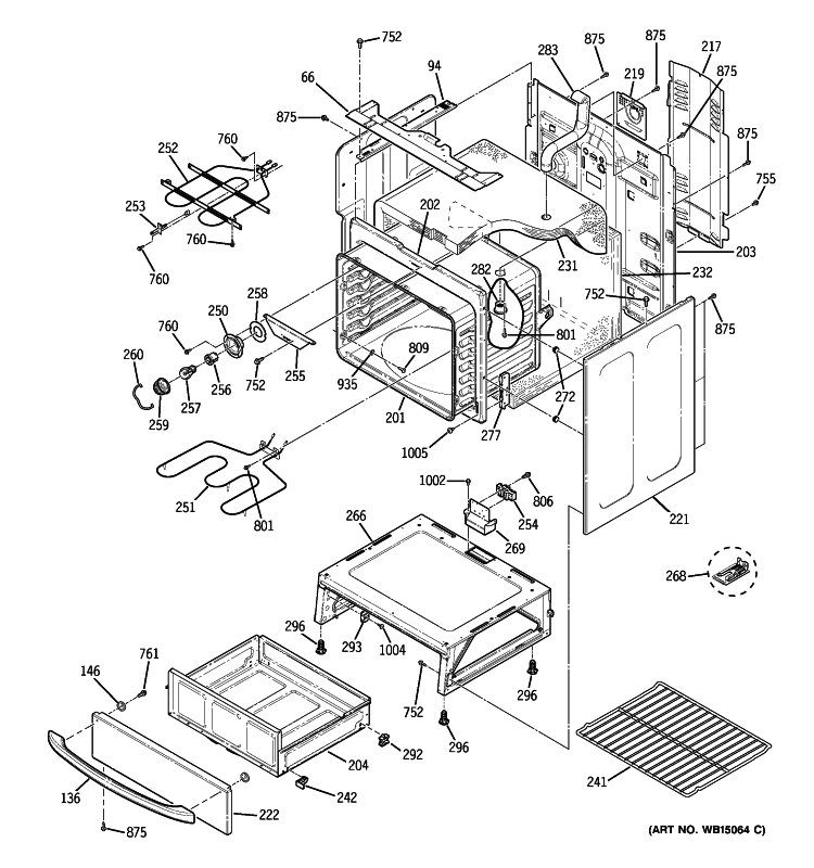 BODY PARTS Diagram and Parts List for JBS55MM4BS  General Electric Range